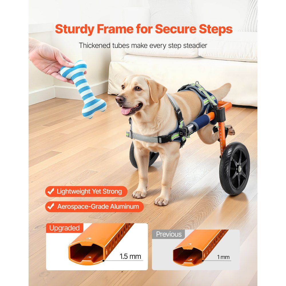 Fauteuil roulant pour pattes arrières, fauteuil roulant pour animaux de compagnie, hauteur, largeur et longueur réglables, poussette pour chien avec roues absorbant les chocs, pour blessés et handicapés Dogs 30-50 lb