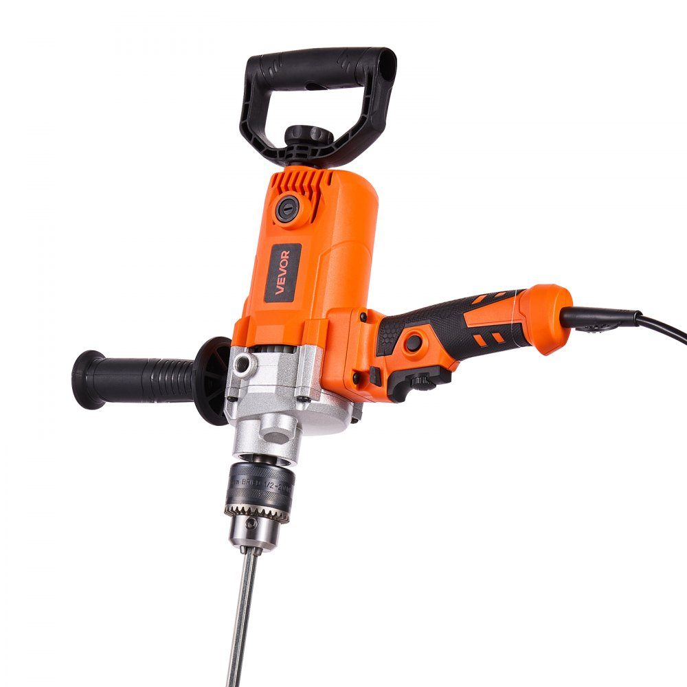 Perceuse électrique 15,89 mm 1200 W avec mélangeur, ensemble de mélangeur, 750 tr/min, 3,2 A, perceuse avec poignée en D pour percer et mélanger, mélangeur à béton manuel pour alimentation du ciment