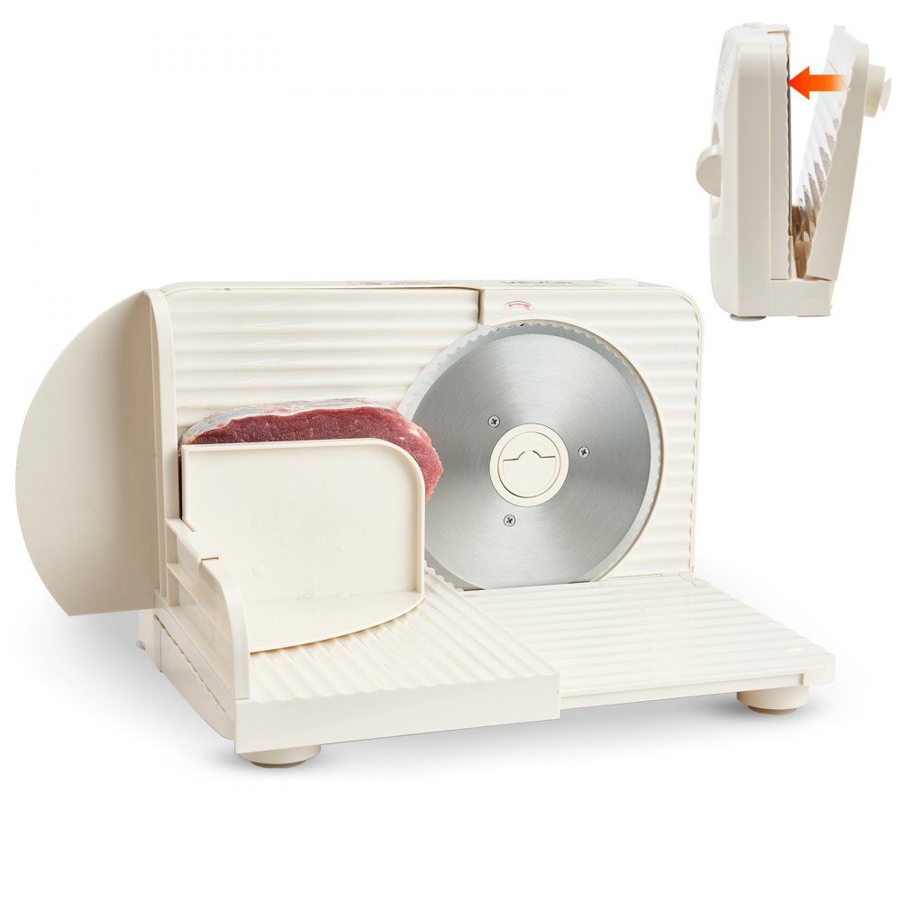 Universele snijmachine, vleessnijder, 180 W elektrische universele snijmachine met 17 cm mes, vleessnijder met 0-15 mm verstelbare dikte, voor bevroren vlees, ham, prime steak