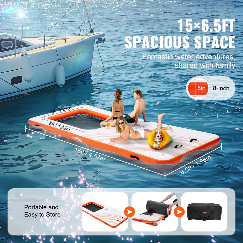 Aufblasbares Schwimmsteg, 4,57 x 1,98 m große Dockplattform mit 1,21 x 1,82 m großem Trampolinnetz, Pool-Wassermatte mit schwimmender Plattform und tragbarer Tasche und abnehmbarer Leiter zum Entspannen am Pool Aufblasbares Schwimmsteg, 4,57 x 1,98 m große Dockplattform mit 1,21 x 1,82 m großem Trampolinnetz, Pool-Wassermatte mit schwimmender Plattform und tragbarer Tasche und abnehmbarer Leiter zum Entspannen am Pool