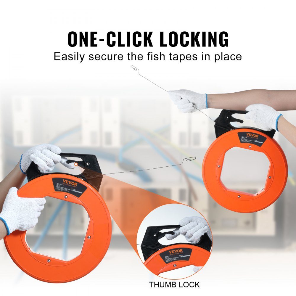 Cable pulling aid 73.2 m High-quality cable pulling cable made of high manganese steel including cotton gloves. Pull wire for empty pipes with break-proof cable [3mm] Tension spring pulling aid