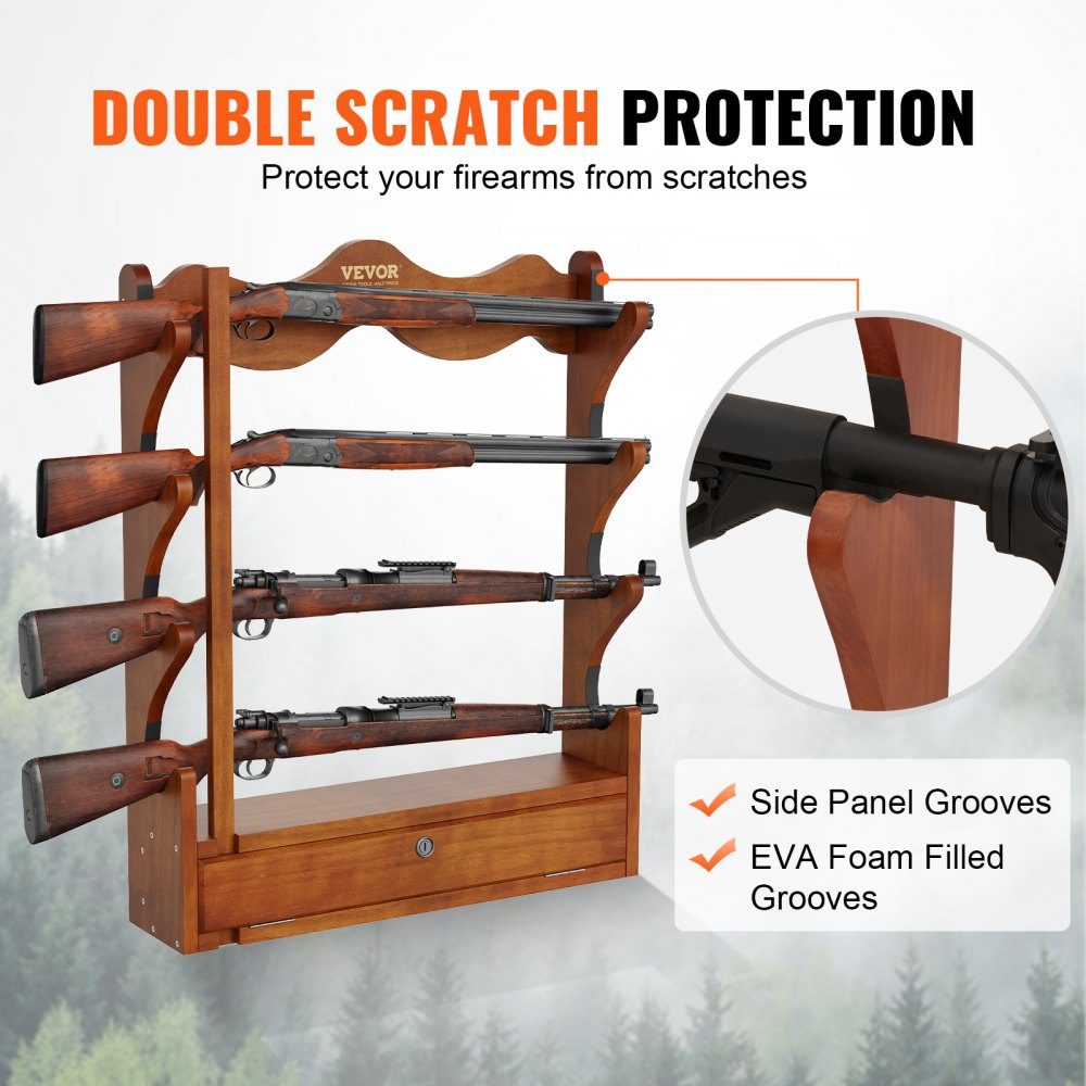 Gun Rack for Gun Storage, 4 Rifles, Gun Holder, Safe Accessories for Rifles and Shotguns, Gun Rack in Gun Cabinet, Shotgun Rifle Rack, Load Capacity 60kg