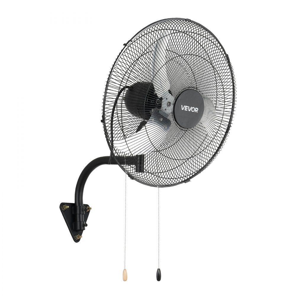 65W Industrial Wall Fan 57cm 6m/s Oscillating Wall Fan with 3 Levels and Adjustable Tilt Angle Commercial Industrial Fan for Workshop Garage Warehouse Gym Black