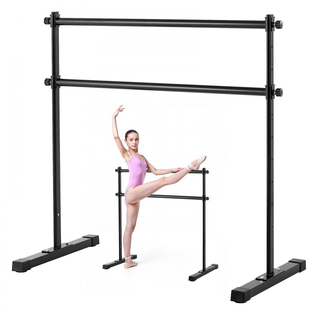 Ballet bar dance bar free-standing double bar, height adjustable (10 levels / 290-1205 mm) stretch bar made of metal for ballet exercise, balance training, relaxation exercises, portable