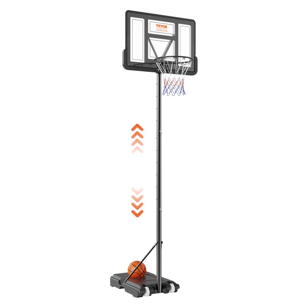 Basketbalring Outdoor basketbalstandaard 122-305 cm verstelbare hoogte, basketbalsysteem zwart weerbestendig roestbestendig, basketbalringstandaard met water- of zandmobiel