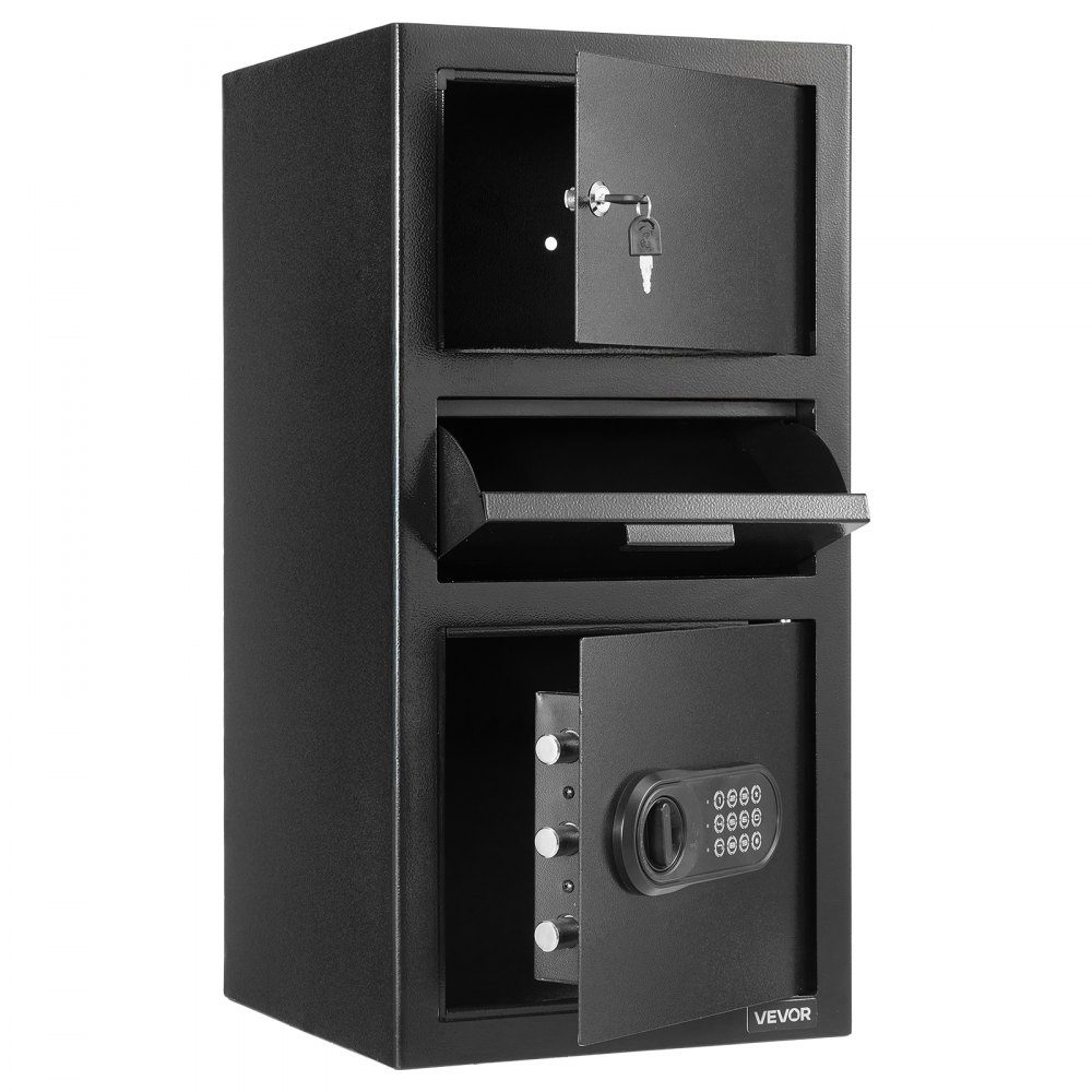 Coffre-fort anti-chute, coffre-fort de 3,6 pieds cubes avec grande fente centrale, coffre-fort avec clavier et 3 niveaux et clés de rechange pour les documents de reçus d'argent