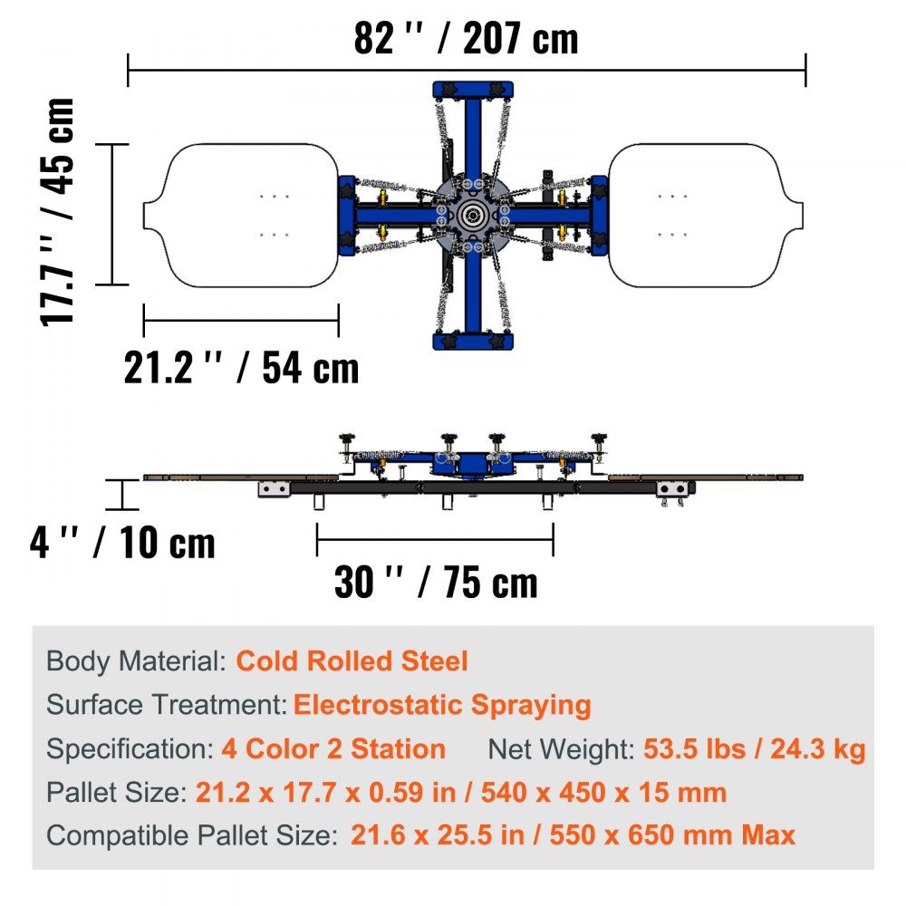 Screen Printing Press T-Shirt Screen Printing Machine 4 Colors + 2 Stations, T-Shirt Press, Heat Press Transfer Press DIY Equipment Printer, Textile Printing Clothes, Pillowcases, Luggage etc