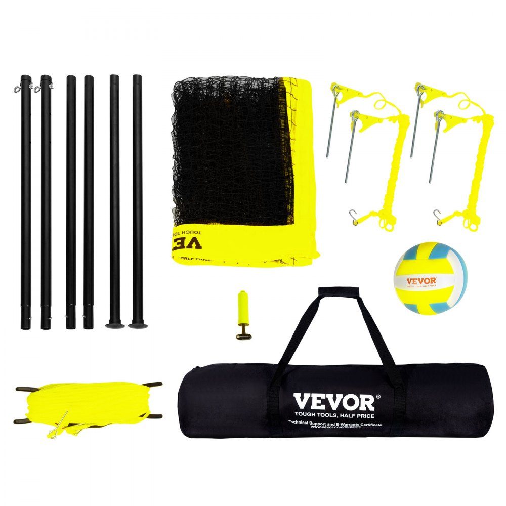 Volleyball Net Height Adjustable Volleyball Net Set, Portable Beach Volleyball Net, Outdoor Volleyball Net, Foldable Volleyball Net with Volleyball and Carry Bag, for Garden, Beach, Lawn, etc
