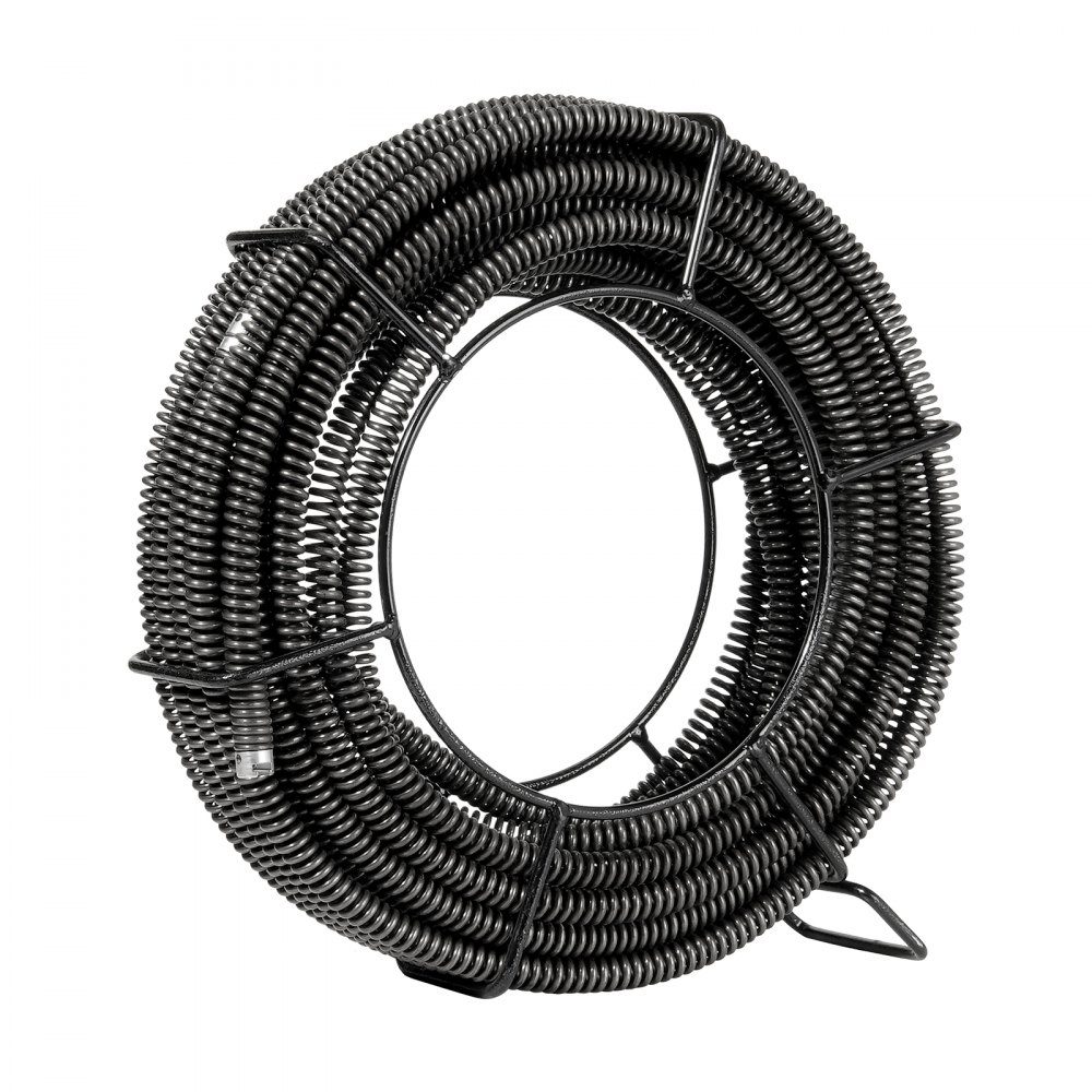 Pipe Cleaning Cable 20m x 16mm, Professional Pipe Cleaning Cable with 7 Cutters for Pipes from 20 to 100mm, Hollow Core Sewer Cable for Sink, Floor Drain, Toilet