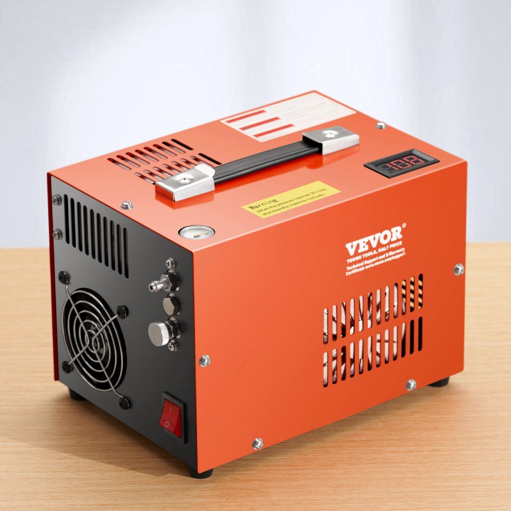 PCP-Luftkompressor, 4500 PSI PCP-Luftgewehrkompressor mit integriertem Konverter und Lüfterkühlsystem, DC12V/AC230V-Kompressorpumpe mit manuellem Stopp für Luftgewehr-, Paintball- und Tauchflaschen
