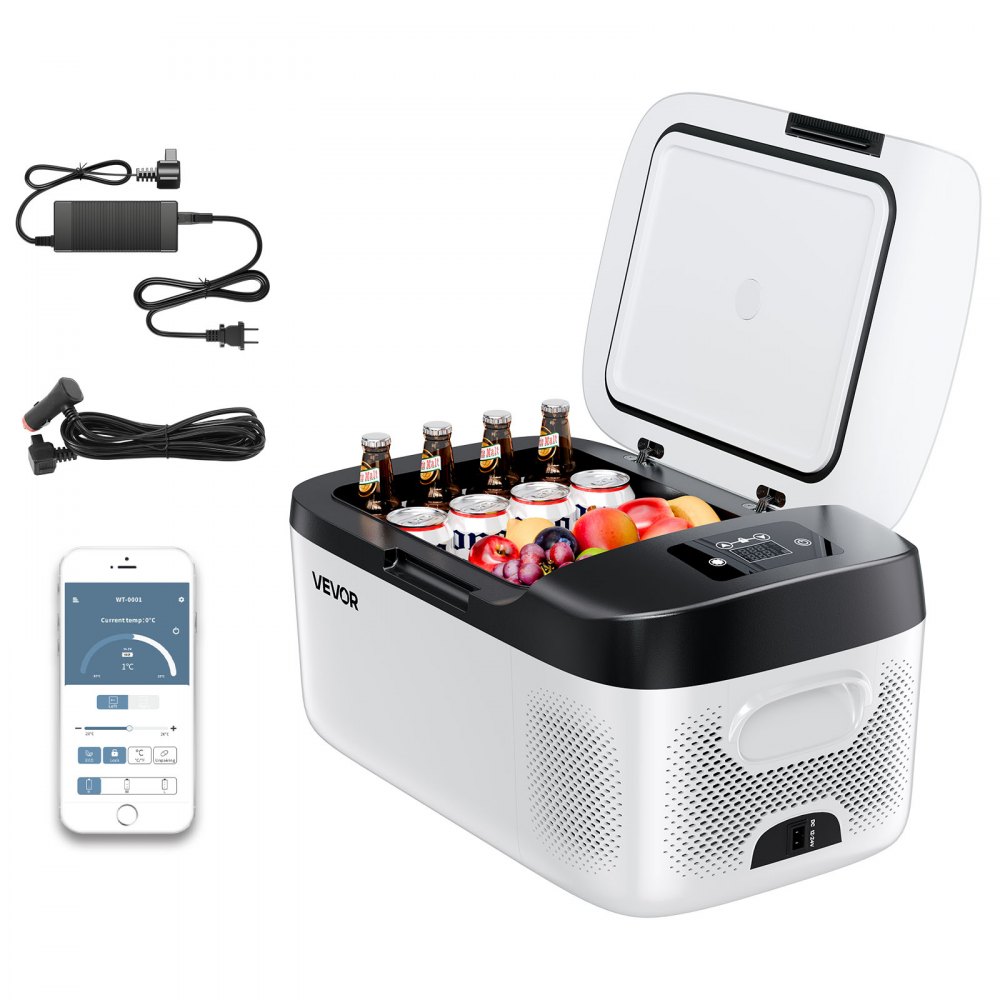 Refroidisseur à compresseur 15 L 12/24 V DC avec contrôle par application, réfrigérateur de voiture 100-240 V AC pour camping, voyage, camion, pêche, refroidisseur thermoélectrique 60 W portable Refroidisseur à compresseur 15 L 12/24 V DC avec contrôle par application, réfrigérateur de voiture 100-240 V AC pour camping, voyage, camion, pêche, refroidisseur thermoélectrique 60 W portable