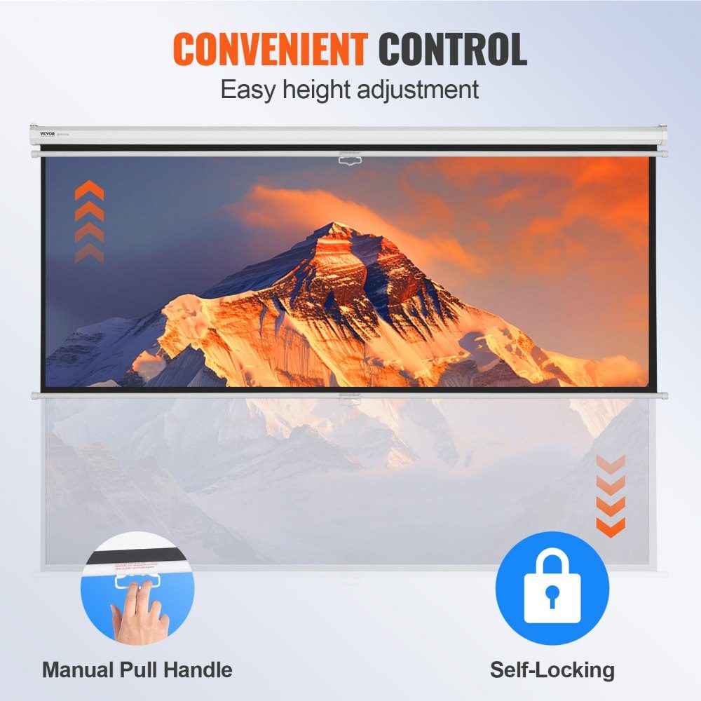 Projection Projector Screen 100" HD 4K Outdoor Indoor Manual Projector Screen Quick Folding Portable Movie Screen 16:9 for Home Theater, Camping and Leisure Events Black