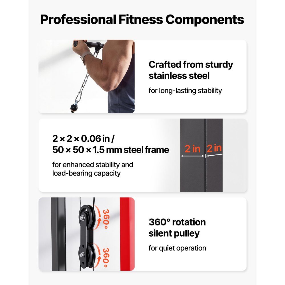 Lat pull-down station, 3-in-1 lat pull-down tower, multi-gym with lat pull-down bar & cable pull, can hold up to 181 kg, strength training for back, arms, shoulders, stomach, lat pull-down machine for the fitness center at home, black