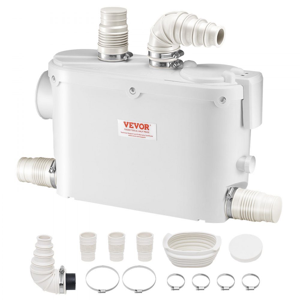 Abwasserhebeanlage 500 W, 6600 l/h Durchfluss, 8 m Förderhöhe, Abwasserpumpe 2900 U/min mit 3 Wassereinlässen für Keller, Küche, Spüle, Dusche, Badewanne, Wäscheabwasserentsorgung, Geschirrspüler