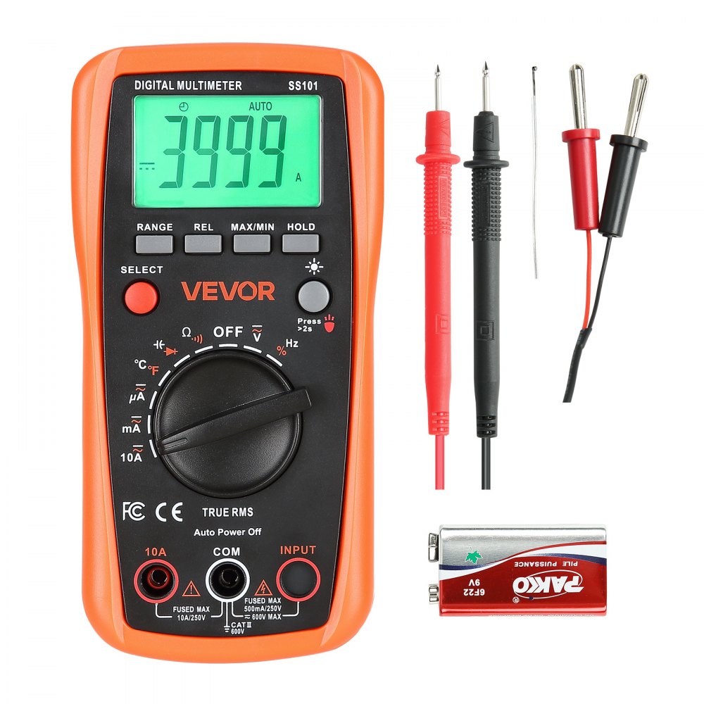 Multimètre numérique, voltmètre TRMS DC/AC 4000 points, testeur de courant, multimètre à plage automatique pour courant, tension, résistance, capacité, température, diodes, continuité, cycle de service Multimètre numérique, voltmètre TRMS DC/AC 4000 points, testeur de courant, multimètre à plage automatique pour courant, tension, résistance, capacité, température, diodes, continuité, cycle de service