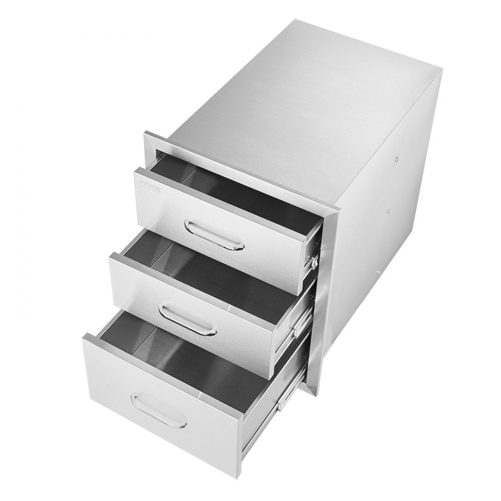 Buitenkeuken, roestvrijstalen grillladen met drievoudige toegang en chromen handgreep, 458 x 585 x 588 mm