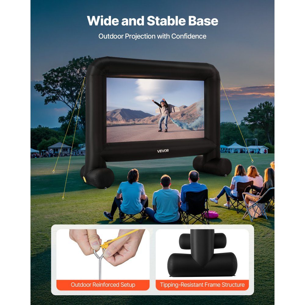 Aufblasbare Filmleinwand, Projektionsprojektor-Leinwand aus 600D, Projektionsleinwand mit tragbarer Aufbewahrungstasche, 16:9, Filmprojektion für Heimkino-Themenparty, Poolspaß (354 x 130 x 290 cm)