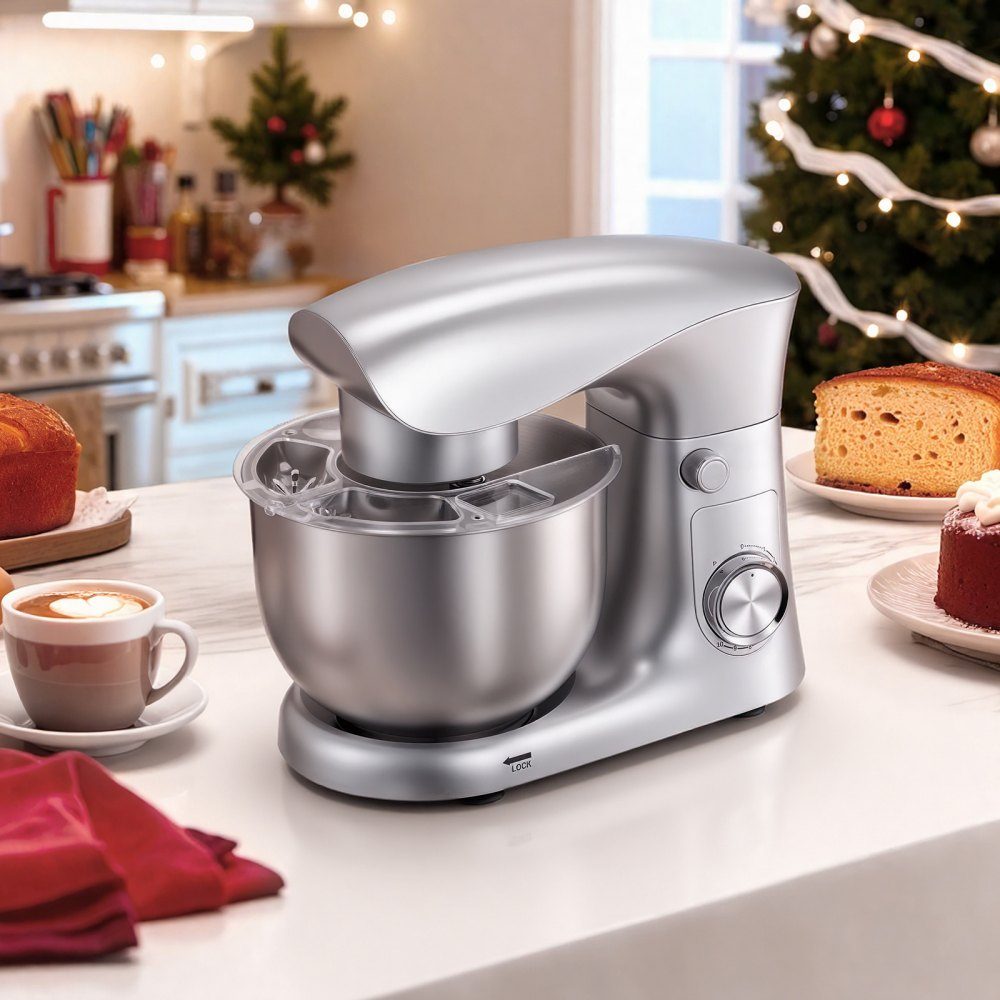 Machine à pétrir Robot culinaire pour la cuisson, machine à pâte 1500 W avec bol en acier inoxydable (4,2 L) et crochet pétrisseur, batteur et fouet, batteur sur socle à inclinaison réglable à 10 vitesses – Réf. HT-23974
