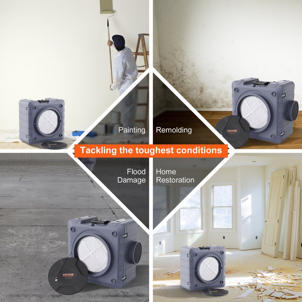 Air purifier with 3-stage stackable negative air machine with 800 CFM