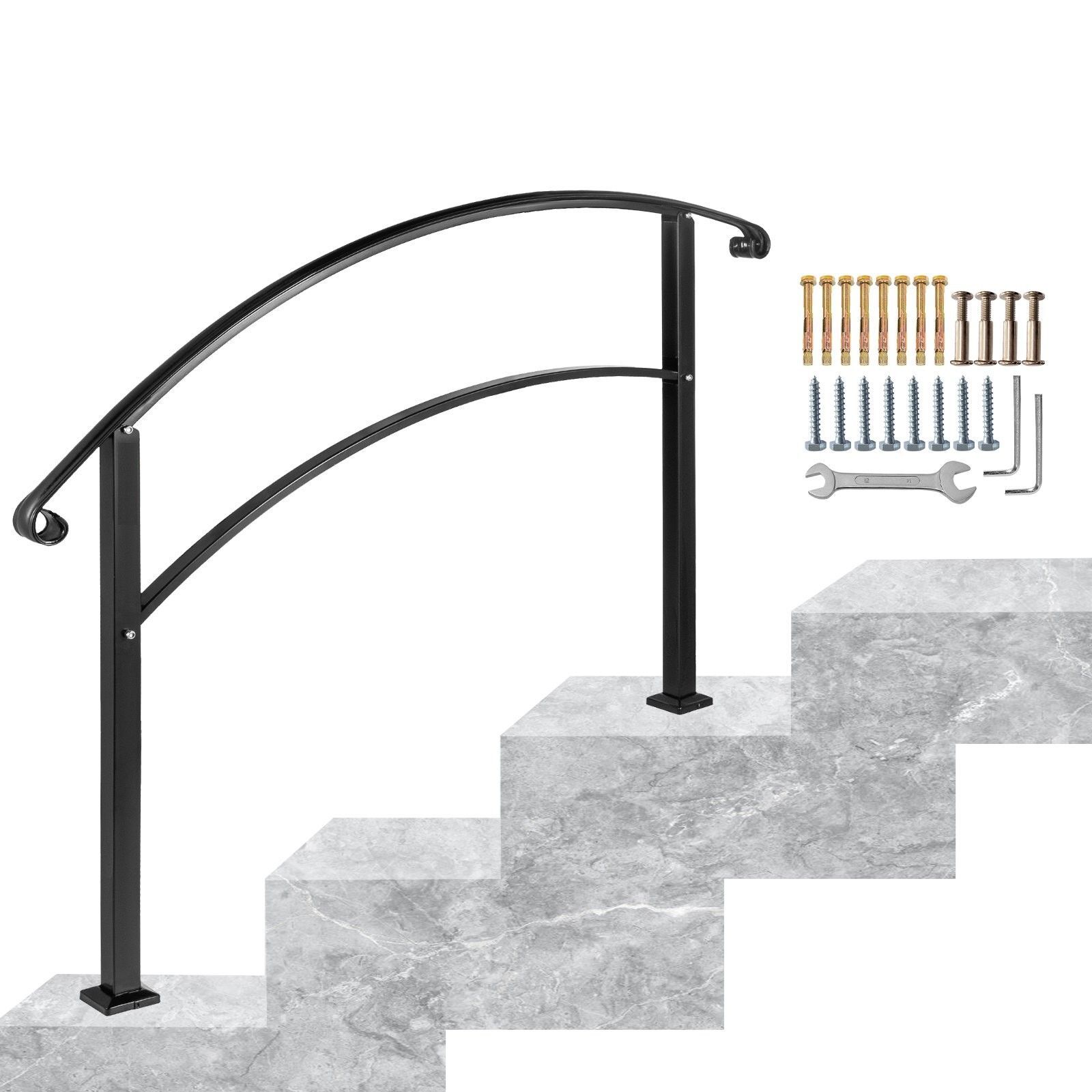 Rampe d'appui pour extérieur en fer forgé barre d'appui réglable design 3 niveaux coloris au choix Rampe d'appui pour extérieur en fer forgé barre d'appui réglable design 3 niveaux coloris au choix