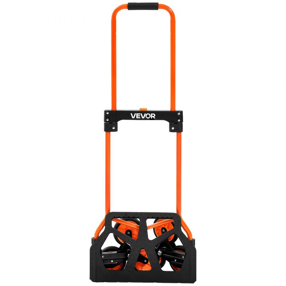 Folding stair hand truck, hand truck 54 kg load capacity, stair climber with telescopic handle, 6 wheels & 2 tension straps, transport trolley, stair trolley, ideal for household, shopping & storage