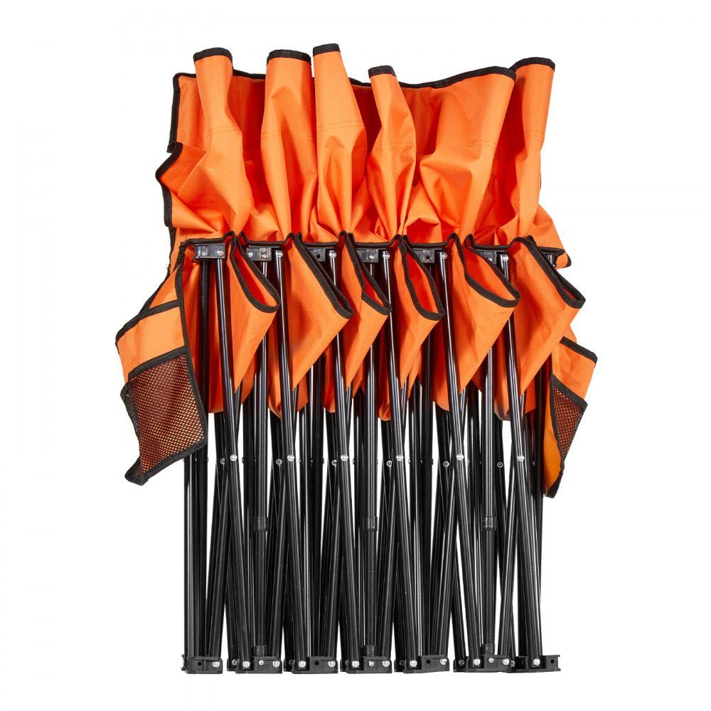 Draagbare teambank, campingbank (6 personen) met zijvakken en draagtas, opvouwbare bank met rugleuning, zijbank, sportbank voor voetbal, honkbal, buitenactiviteiten, oranje