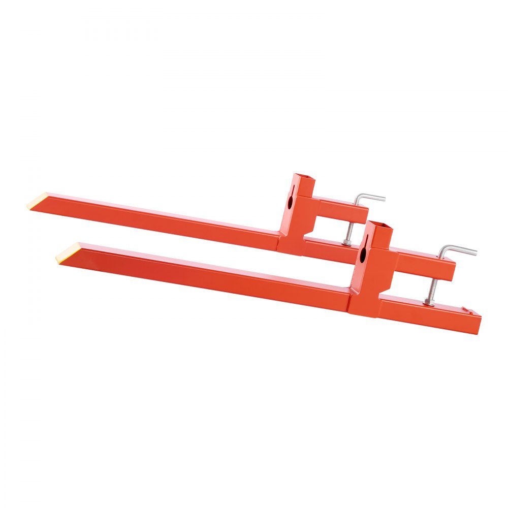 Pallet Forks, 907kg Clamp Fork Carrier, 1090mm Overall Length, Quick Attach Forks, Compatible with Tractor Attachments, Loader Bucket and Skid Steer Loader, Orange