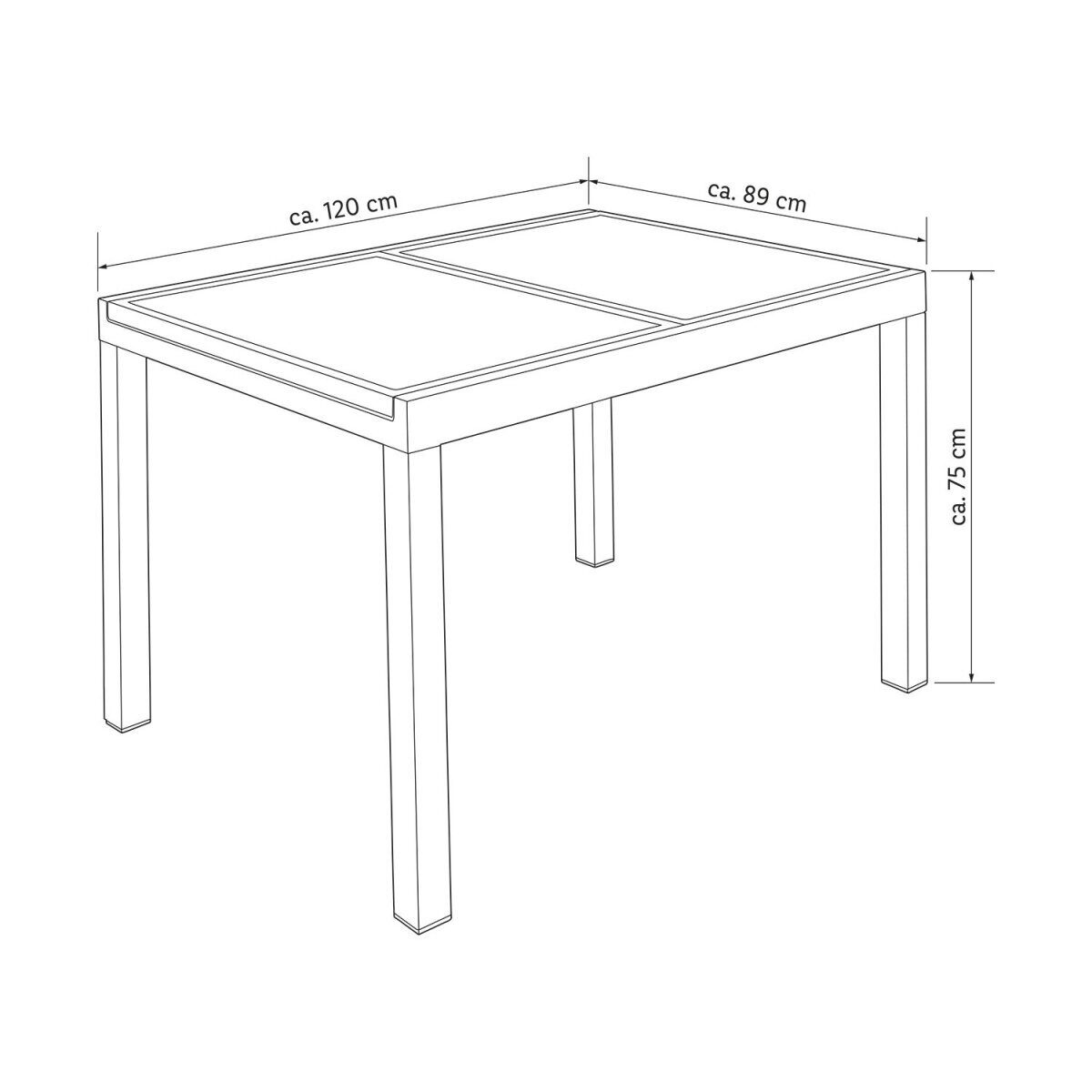 Gartentisch Aluminium schwarz ausziehbar