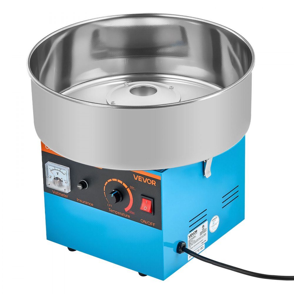 Cotton Candy Machine, 1000W Electric Cotton Candy Machine with 38cm Stainless Steel Bowl and Candy Spoon, Makes Cotton Candy for Home Birthdays, Family Reunions, Blue, 3500RPM