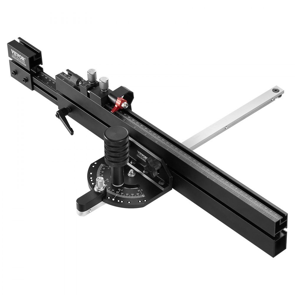 Miter Gauge Standard Slot 19x10mm Aluminum Alloy with 48-89cm Grid 15 Angle Stops Adjustable Piston and Removable Disc for Woodworking