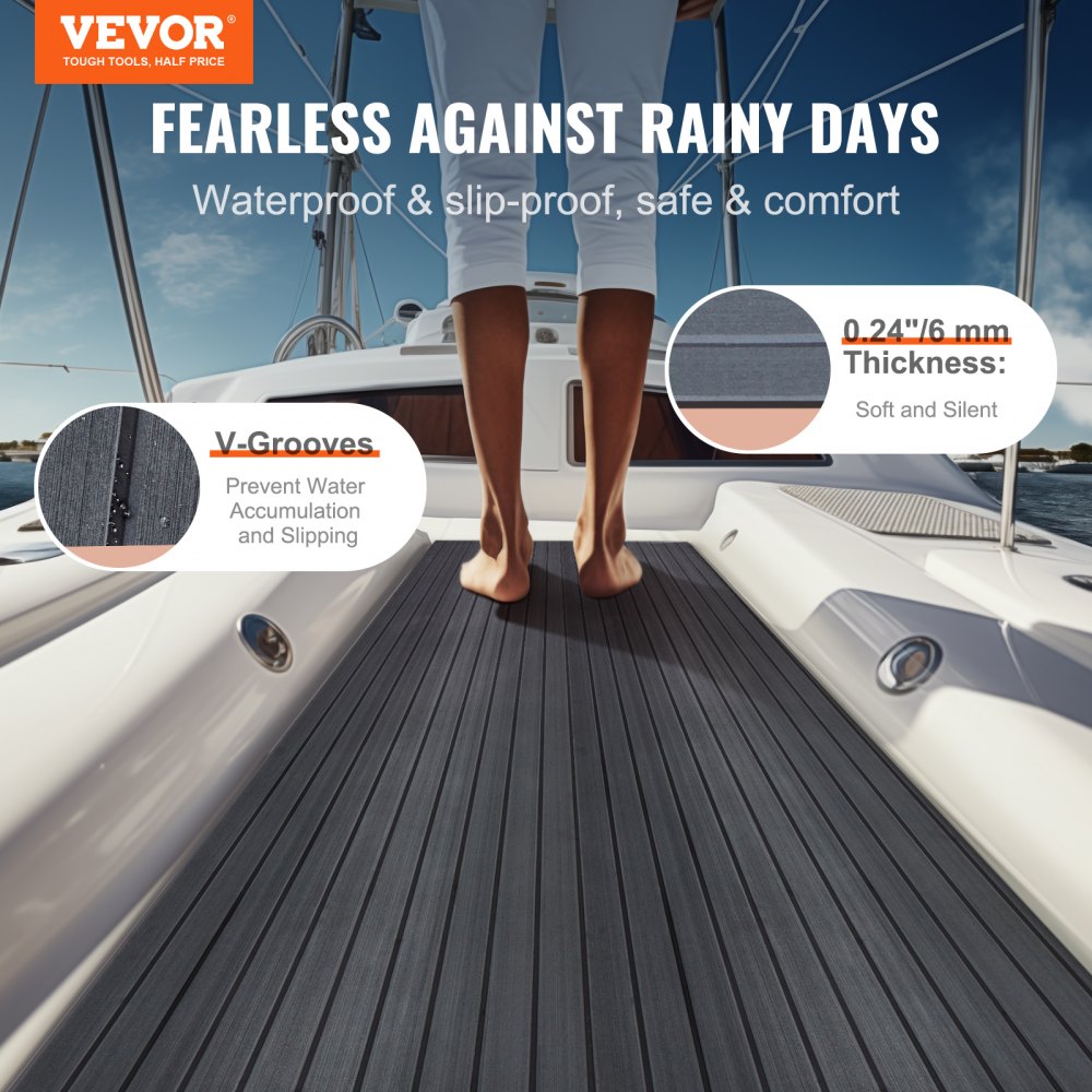 Plancher de bateau en mousse EVA pour pont de bateau, 2400 x 600 x 6 mm, antidérapant, auto-adhésif, 14 400 cm², tapis marin pour bateaux, yachts, pontons, ponts de kayak Plancher de bateau en mousse EVA pour pont de bateau, 2400 x 600 x 6 mm, antidérapant, auto-adhésif, 14 400 cm², tapis marin pour bateaux, yachts, pontons, ponts de kayak