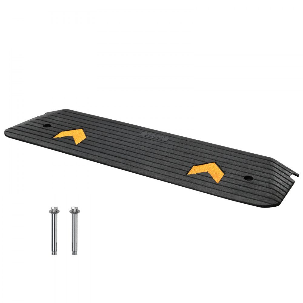 Threshold Ramp, Solid Rubber Door Sill Ramp, 15 Ton Load Capacity, Curb Ramp with Channel, 113 x 24.1 x 2.5 cm, Wheelchair Ramp, Access Ramp, Rubber Ramp, Ideal for Uneven Floor Curbs