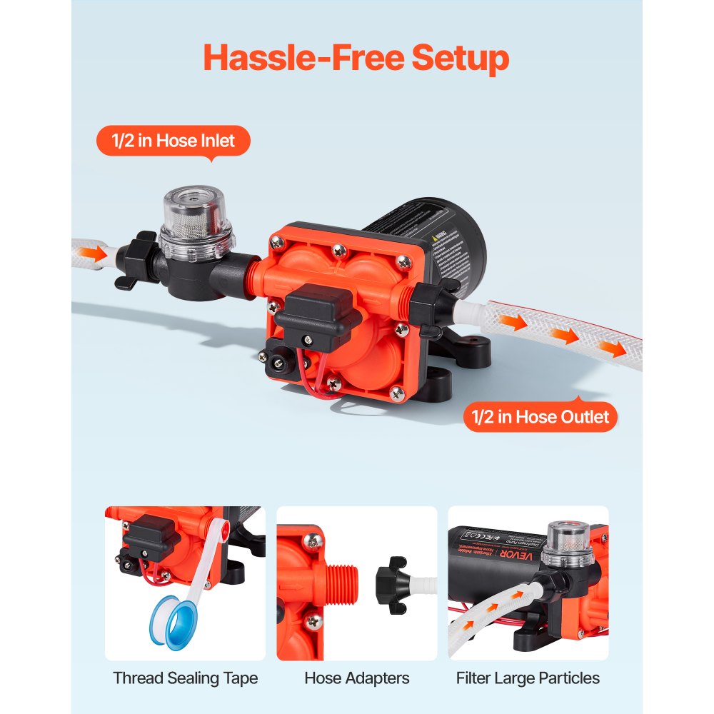 Diaphragm Pump 12V DC 22.7L/min Self-Priming 4 Chamber Diaphragm Water Pump with Automatic Pressure Switch 4.8bar Pressure for Motorhome Caravan Ship Yacht Car Wash Diaphragm Pump 12V DC 22.7L/min Self-Priming 4 Chamber Diaphragm Water Pump with Automatic Pressure Switch 4.8bar Pressure for Motorhome Caravan Ship Yacht Car Wash