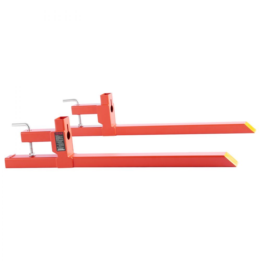 Pallet Forks, 907kg Clamp Fork Carrier, 1090mm Overall Length, Quick Attach Forks, Compatible with Tractor Attachments, Loader Bucket and Skid Steer Loader, Orange
