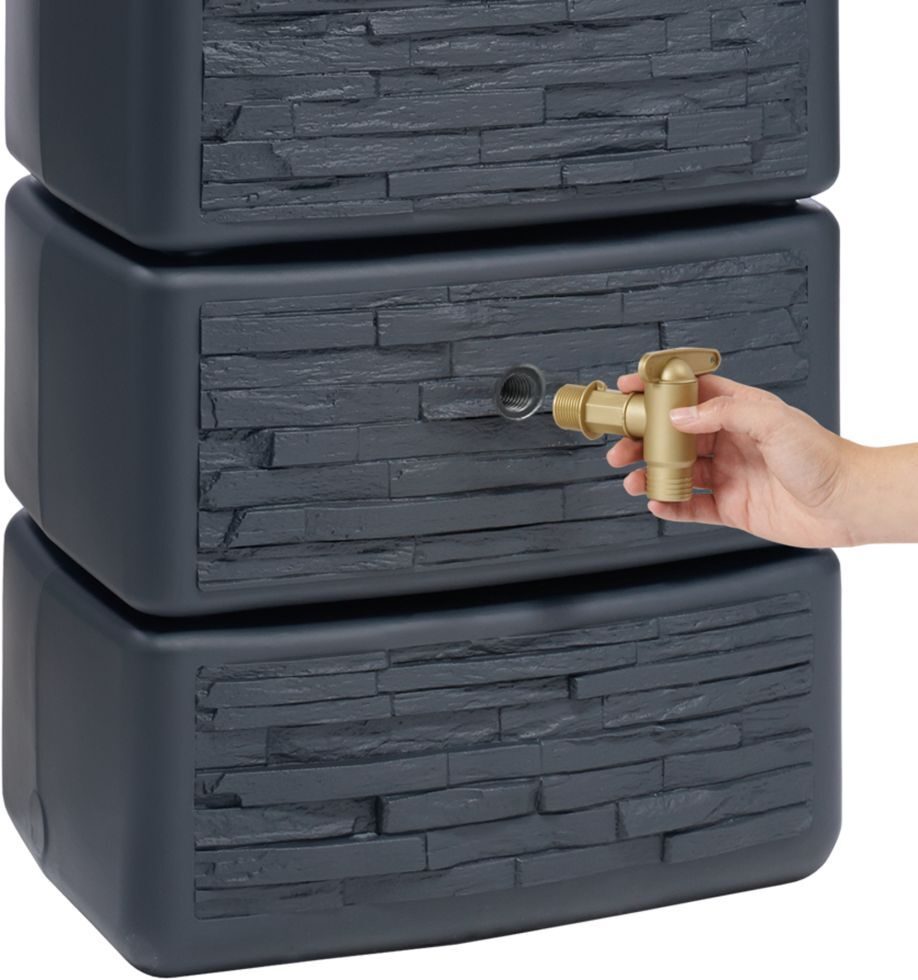 Regentonne Regentank Regentonne Regentonne Wassertank Regenwassertank Garten Starterset Wandtank Slim Graphitgrau 330 l