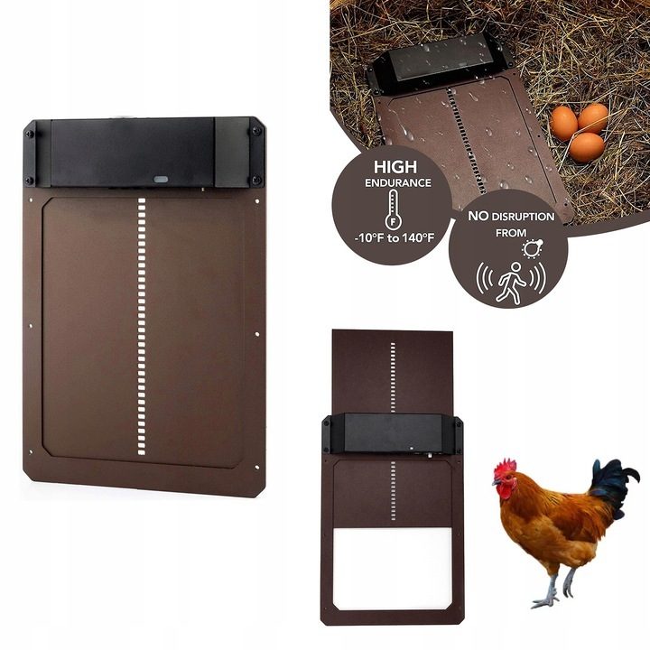 Automatic chicken flap with light sensor, ideal for outdoor/indoor chicken coops