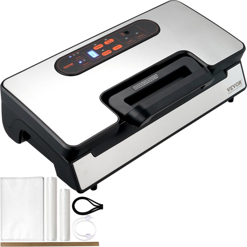 Vacuum sealer 130W vacuum sealer 90Kpa welding machine 30cm welding length Film welding machine for dry or moist foods Includes 10x vacuum bags, 2x vacuum bag roll and hose
