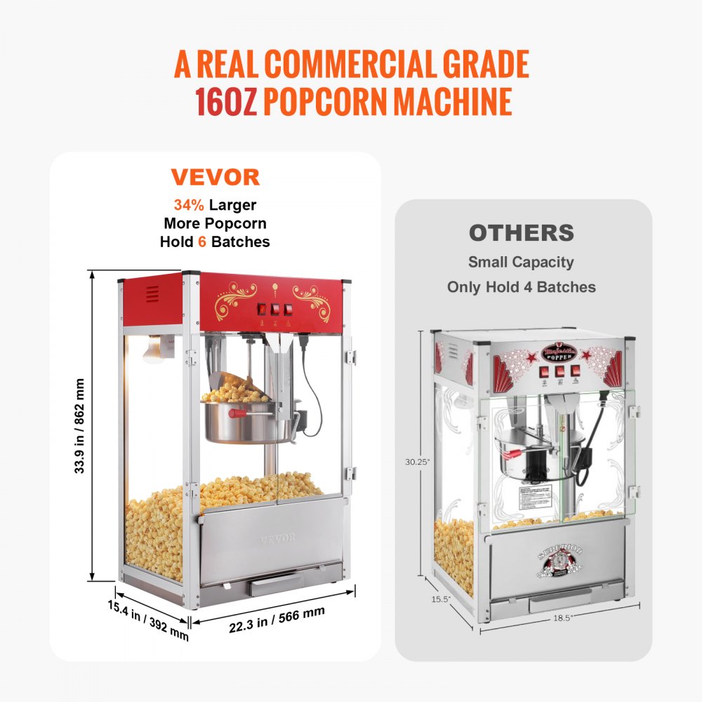 Popcornmaker Popcornmaker 1615W 16oz waterkoker Grote capaciteit Popcornmaker op aanrecht met gehard glas Inclusief 3 roestvrijstalen scoops in bioscoopstijl Popcornmaker Popcornmaker 1615W 16oz waterkoker Grote capaciteit Popcornmaker op aanrecht met gehard glas Inclusief 3 roestvrijstalen scoops in bioscoopstijl