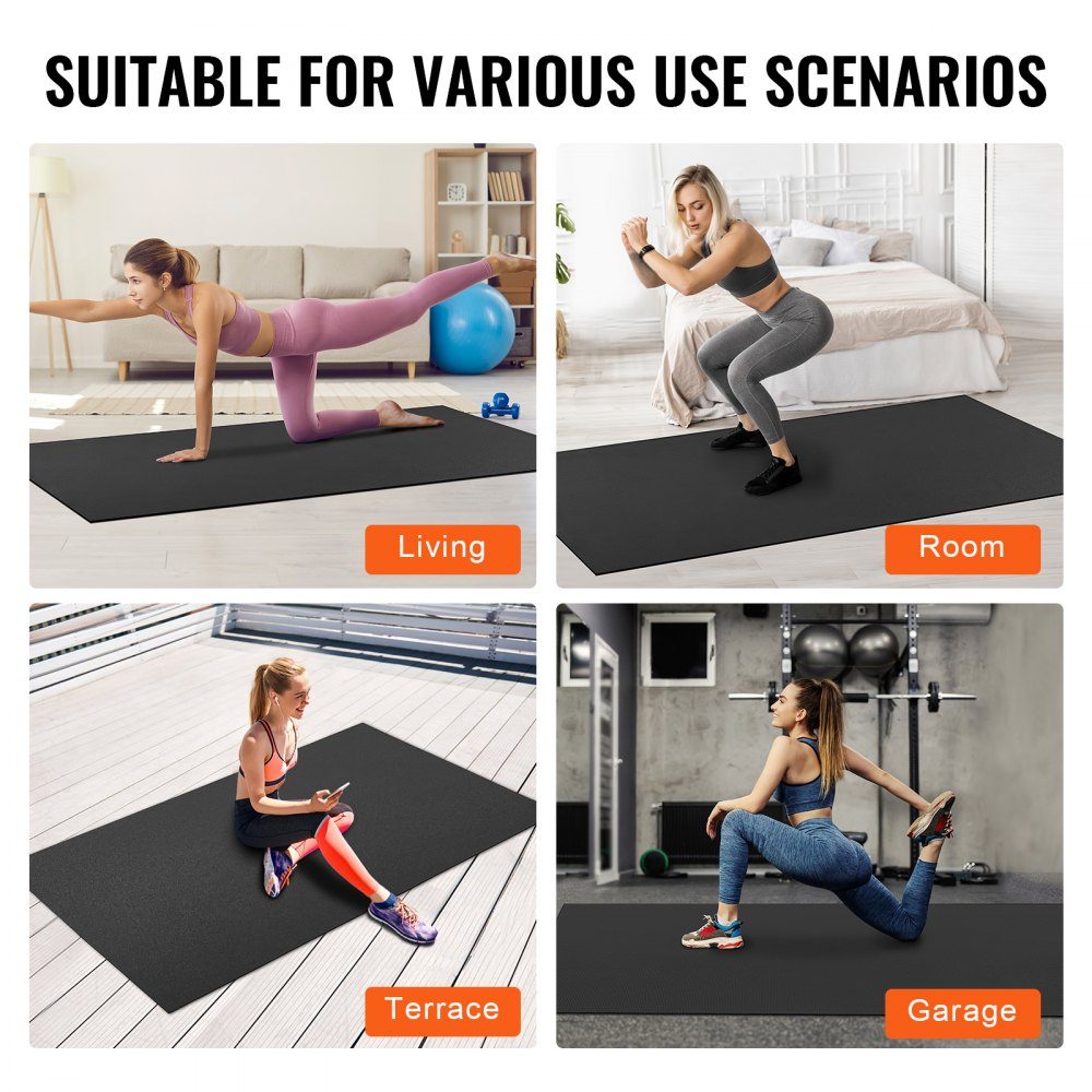 Trainingsmatte, rutschfeste Premium-Yogamatte mit hoher Dichte, Übungs-Yogamatte für Männer und Frauen, Fitness- und Trainingsmatte mit Tasche und Gurt, für alle Arten von Heim-Yoga, Pilates und Bodentraining (2,4 x 1,8 m)