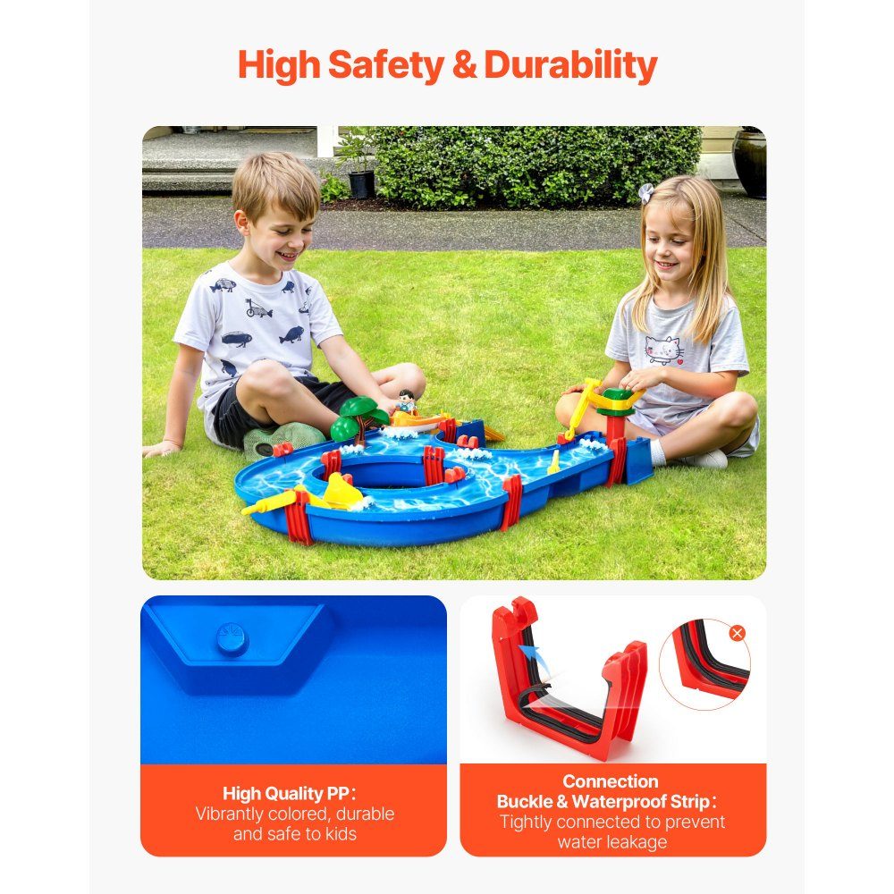 Wassertisch, Wasserspiel-Wasserweg für Kinder, Sommer-Wasserpark-Spielset im Freien mit 39-teiligem Zubehör für Garten, Rasen, Strand, Spieltisch für Jungen und Mädchen ab 3 Jahren