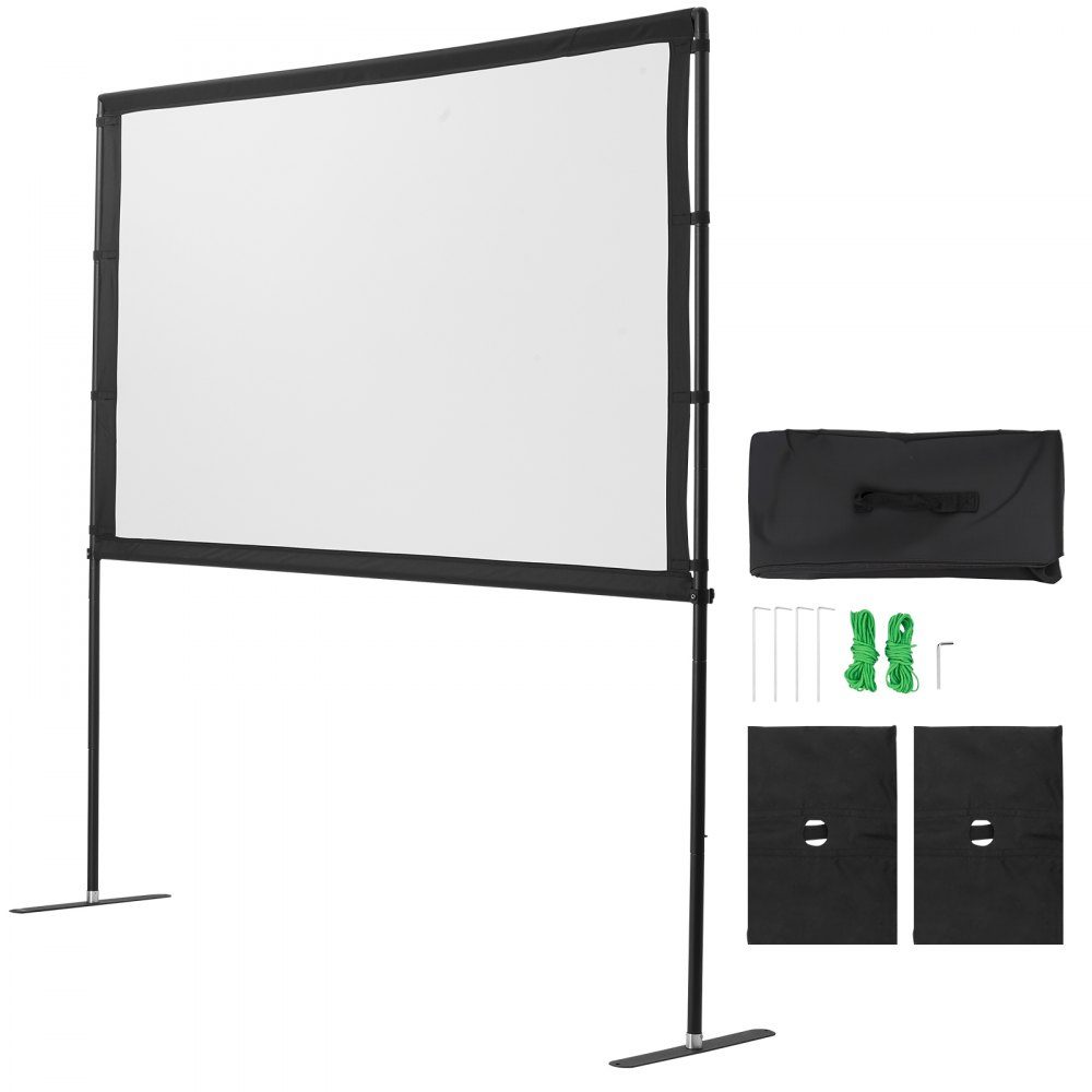 Projection Screen (80 Inch) with 160° Wide Angle & Stand, Projector Screen for Indoor & Outdoor Projector 16:9 4K HD, Portable Movie Screen with Carry Bag for Home Theater Office Presentation