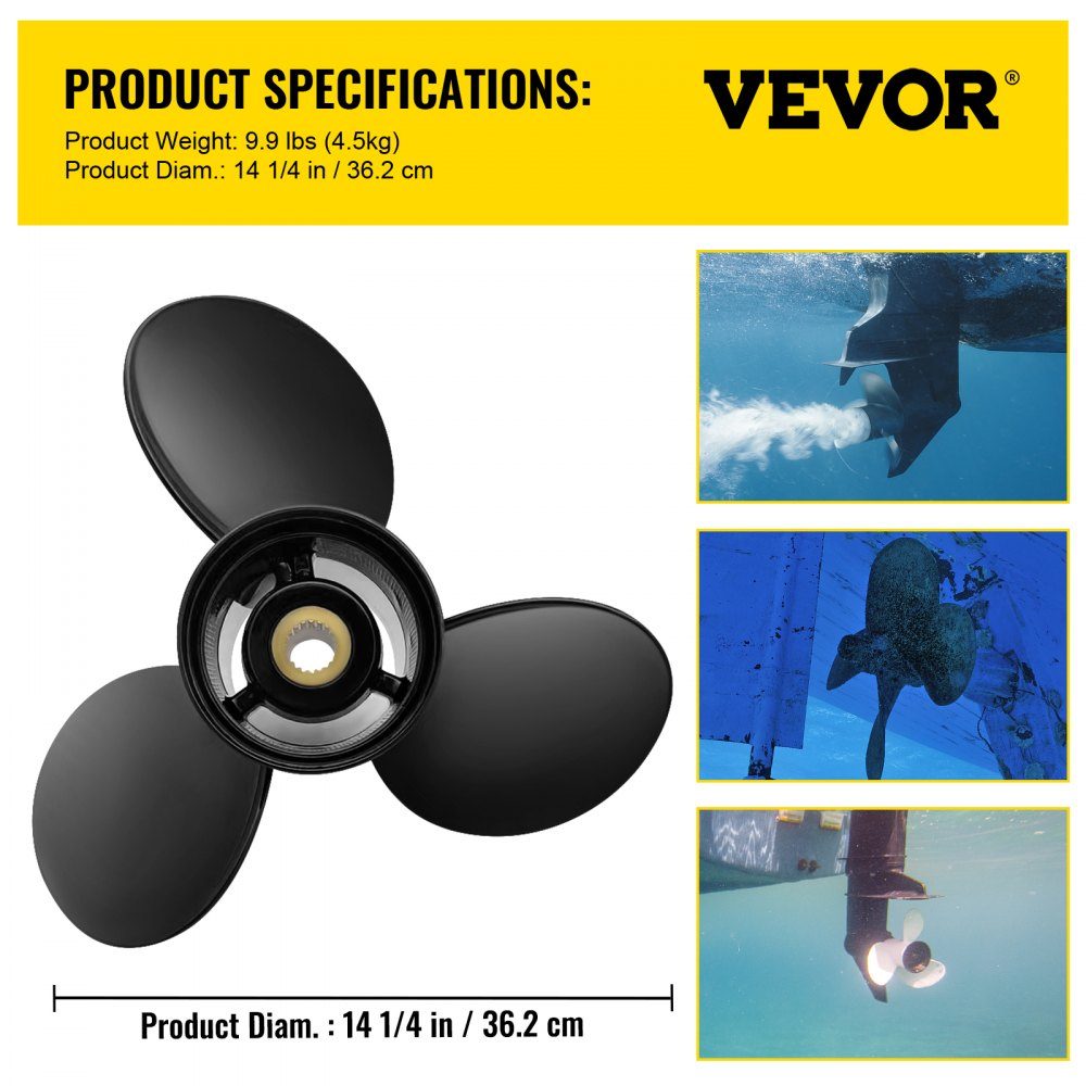 Outboard Propeller Replaces OEM 3817469 3 Blade Aluminum Boat Propeller with 14-1/4 x 21" Pitch Compatible with Volvo Penta SX Drive All Models 19 Splines Right Handed