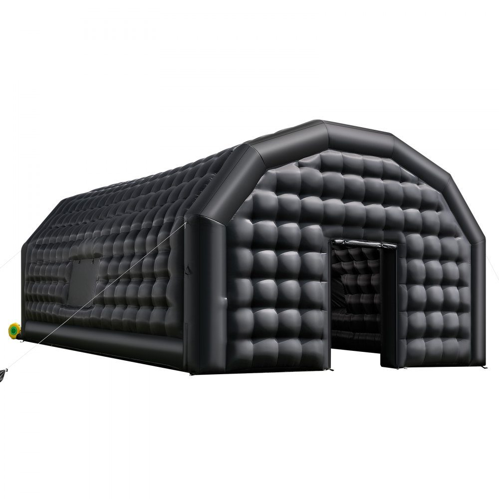 Tente de fête Gonflable 8x6x4m Tente Cube pour Disco Night Club Gazebo Tente de Mariage mit 1100-W- Souffleur Sac de Sable 2 fenêtres pour événements Anniversaire Mariage Noir
