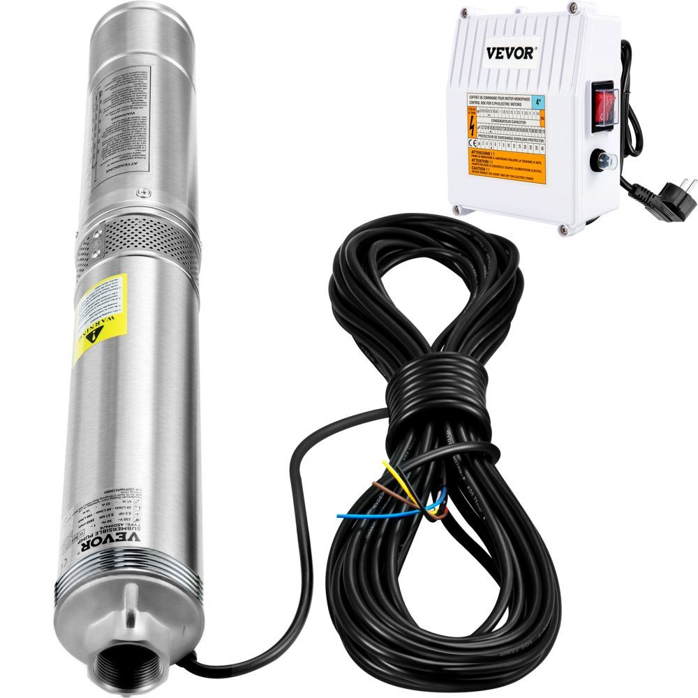 102 mm diepe bronpomp 1100 W bronpomp 190 L/min dompelpomp max. opvoerhoogte 57 m leidingpomp 230 V 50 Hz zandpomp IP68 waterpomp 0-40 °C pomp ideaal