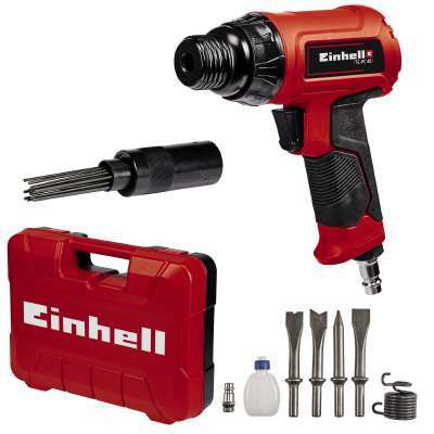 Zestaw dłut pneumatycznych Einhell TC-PC 45 (do kamienia i metalu, w tym 4-częściowy zestaw dłut 120 mm, nasadka do skalowania igłowego, butelka oleju, złączka, walizka) Zestaw dłut pneumatycznych Einhell TC-PC 45 (do kamienia i metalu, w tym 4-częściowy zestaw dłut 120 mm, nasadka do skalowania igłowego, butelka oleju, złączka, walizka)