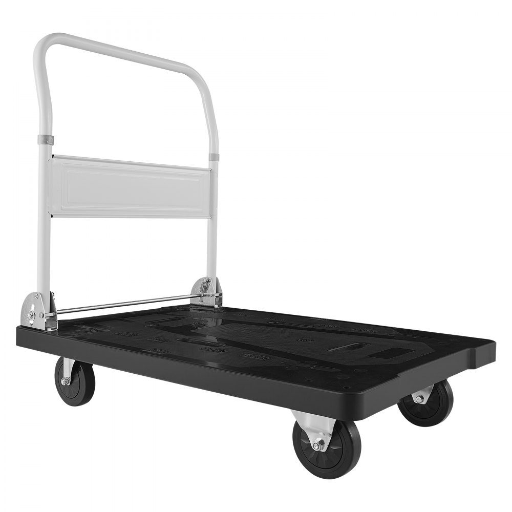 Opklapbare platformwagen 300 kg, transportwagen met zwenkwiel, steekwagen met antislip laadvlak, opvouwbare wagen transporthulp voor eenvoudig opbergen, wagen 895x595x850 mm