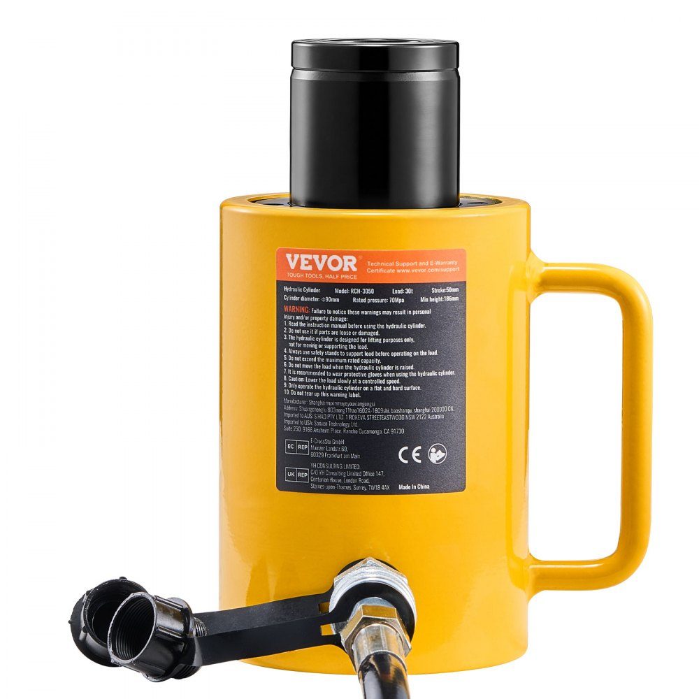 Hydraulic Cylinder Jack Capacity 30 Ton Hydraulic Cylinder 50mm Stroke Single Acting Portable Yellow Hydraulic Cylinder Hollow Piston Jack Hydraulic Bottle 10.8kg for Rigger Manufacturer