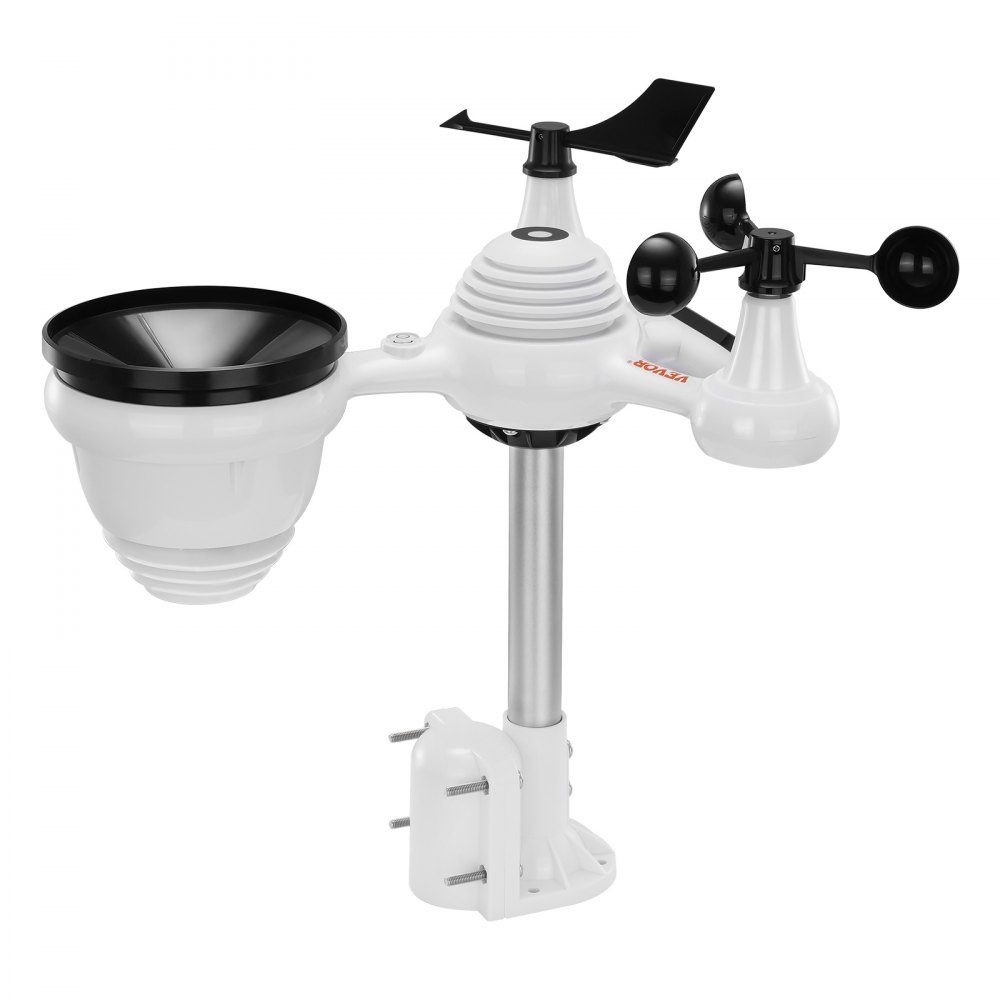 7 in 1 Weather Station, Wireless Weather Station with Outdoor Sensor, 190.5mm (7.5") Color Display, RCC Atomic Clock for measuring wind direction, wind speed, air pressure, indoor/outdoor temperature and humidity, moon phase
