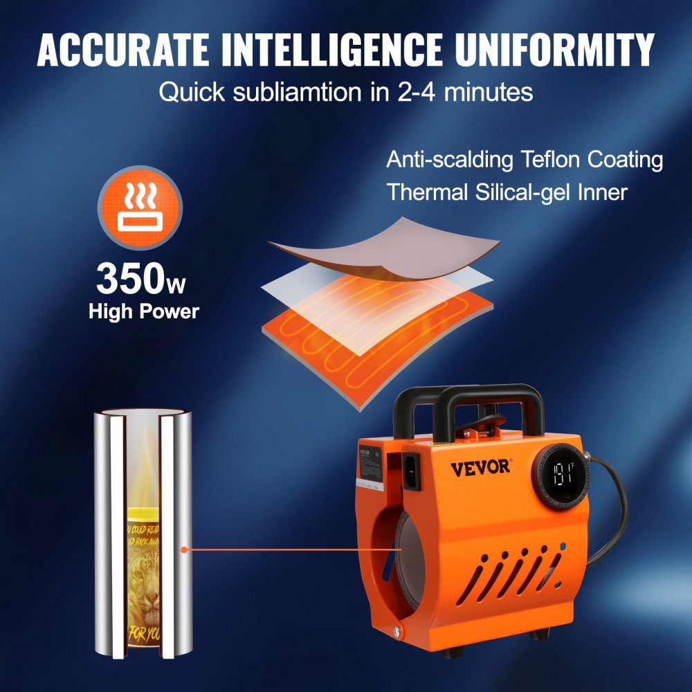 Presse à Sublimation pour tasses, 11 à 425.24g, 350W, impression par Sublimation, hauteur maximale de 11cm, 8.2 à 8.7cm, Portable