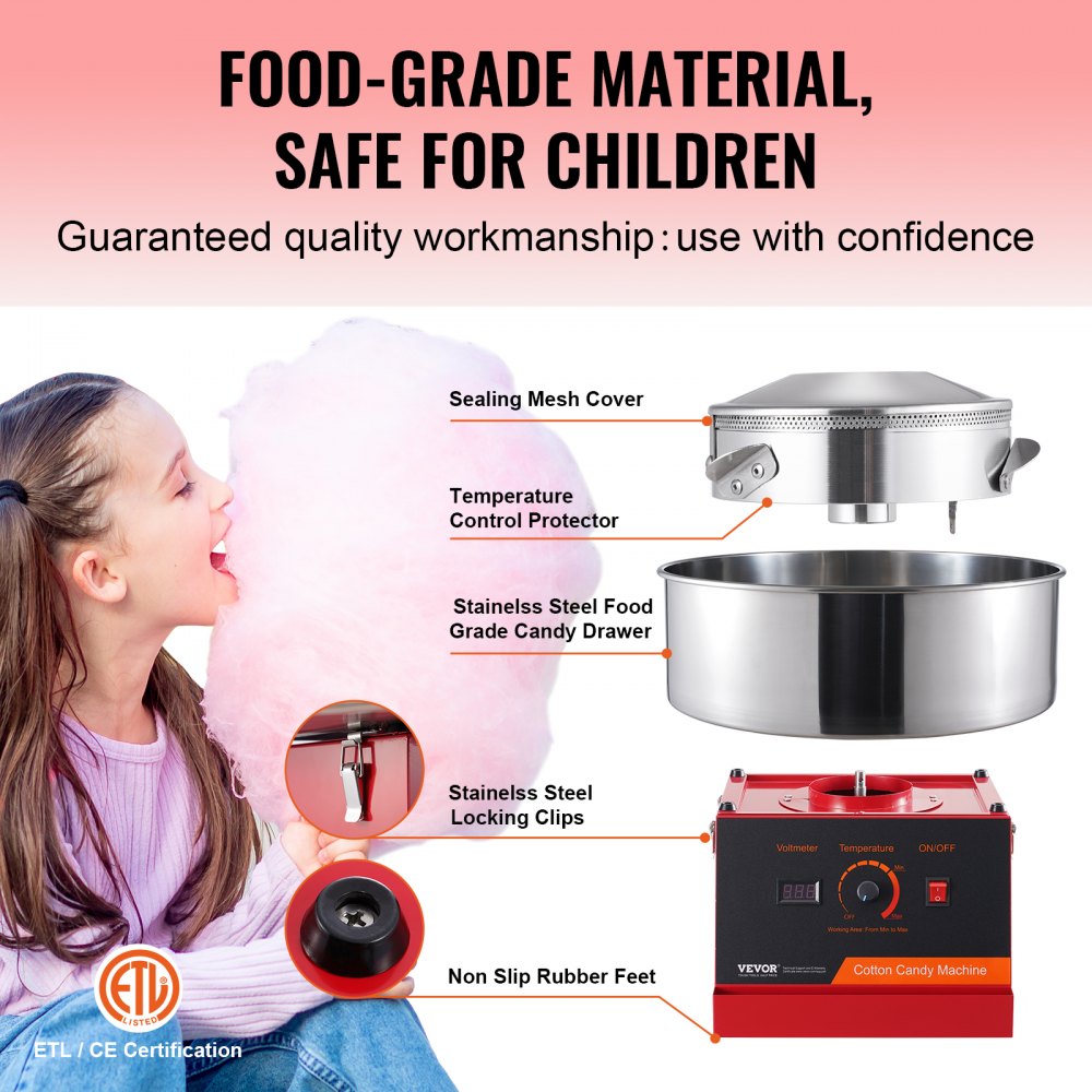 Electric Cotton Candy Machine, 1000W Cotton Candy Machine, Commercial Cotton Candy Machine with Stainless Steel Bowl & Sugar Spoon, Perfect for Children's Birthday Parties at Home, Family Gatherings (Red) Electric Cotton Candy Machine, 1000W Cotton Candy Machine, Commercial Cotton Candy Machine with Stainless Steel Bowl & Sugar Spoon, Perfect for Children's Birthday Parties at Home, Family Gatherings (Red)